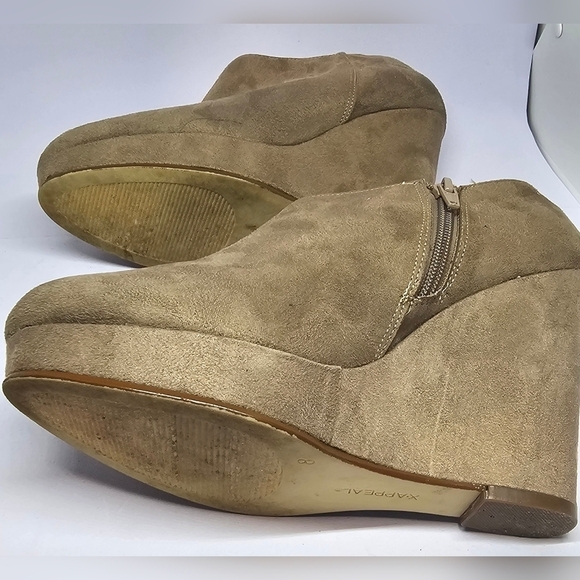 Xappeal Women's Taupe Suede Wedge Booties Size 8 - Picture 7 of 9